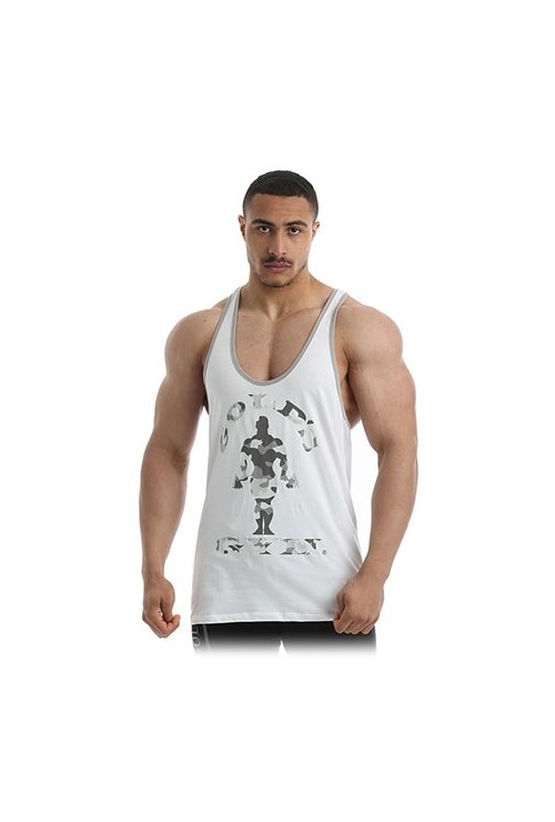 Gold s Gym Canotta Uomo Bianca Camo Joe Stringer