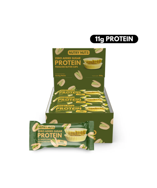 Nutry Nuts Butter Cups Proteici Zero Sugar Cioccolato Bianco e Pistacchio 11gr*2