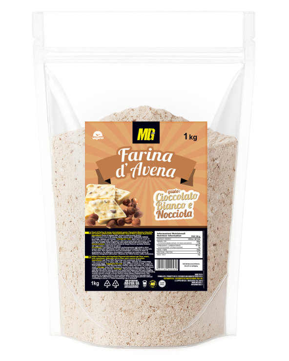 Farina D'avena Micronizzata Cioccolato Bianco e Nocciola (k-Bueno) 1KG