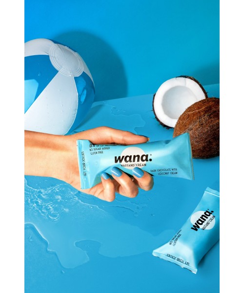 Wana - Waffand'Cream Barretta Proteica Cioccolato Fondente Ripiena Al Cocco 43Gr